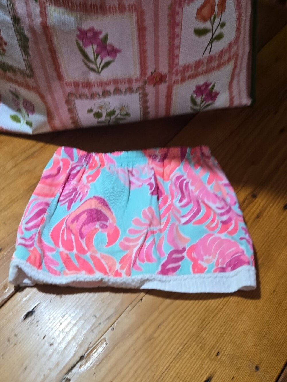 Lilly Pulitzer Sz 6 Bright Aqua & Pink Tropical Print Skort - Picture 3 of 4